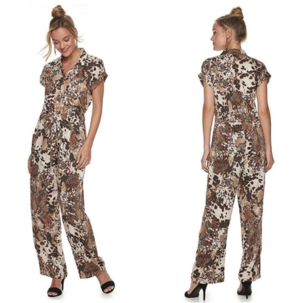 16. Apt 9 Python Print Utility Jumpsuit- Ptp: 20”… - image 1
